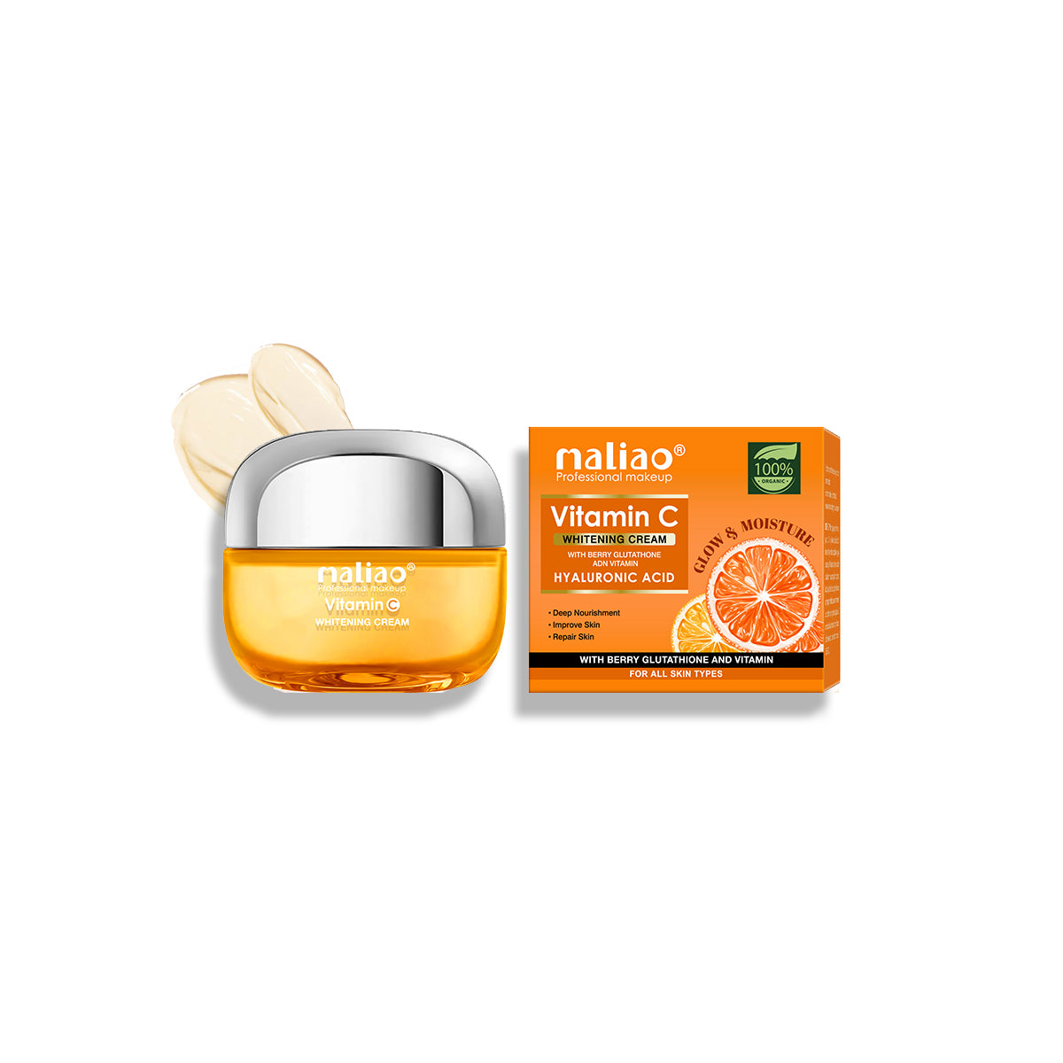 Maliao, RepairSkin, AllSkinTypes, BeautyProducts,DeepNourishment, HyaluronicAcid, Skincare, WhiteningCream, VitaminC, BerryGlutathione,